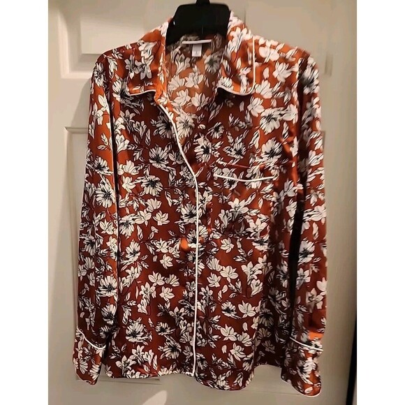 LA LIGNE For Target L Brown Floral Button Front Shirt Women - Picture 3 of 6